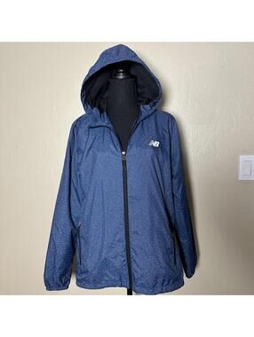New Balance Speckled Windbreaker Lightweight Hooded Zip Jacket Athletic XL